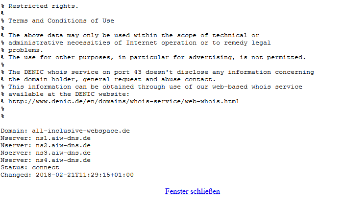 whois Daten von all-inclusive-webspace.de